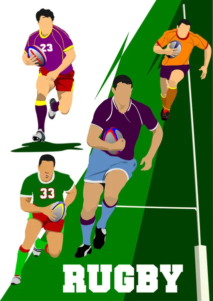 Colección de Siluetas para Jugadores de Rugby. Ilustración vectorial — Vector de stock