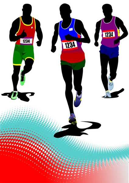 The running man. Track and field. Vector illustration — Stock Vector