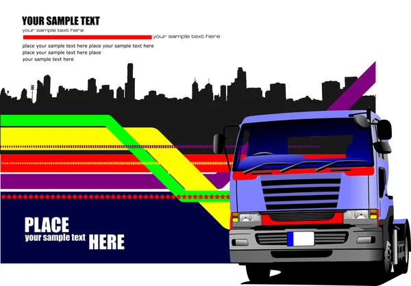 Abstracte hi-tech achtergrond met blauwer vrachtwagen beeld. vector illu — Stockvector