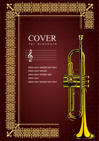 Capa para brochura com imagens de trompete . — Vetor de Stock