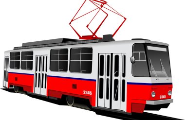 şehir ulaşım. tramvay. renkli vektör çizim tasarımcılar için