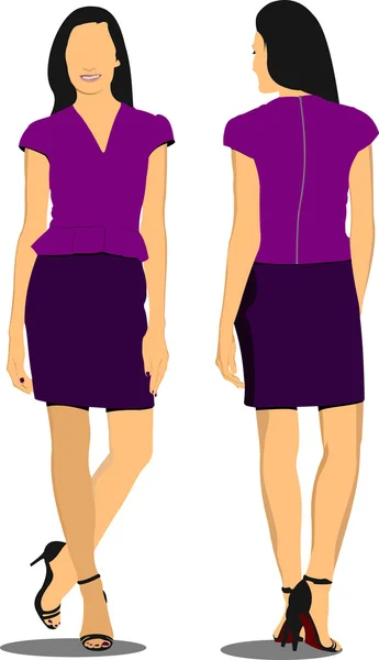 Jolie dame en violet. Illustration vectorielle — Image vectorielle
