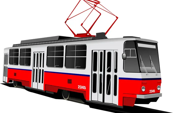 City transport. Tram. Colored Vector illustration for designers — Stock Vector