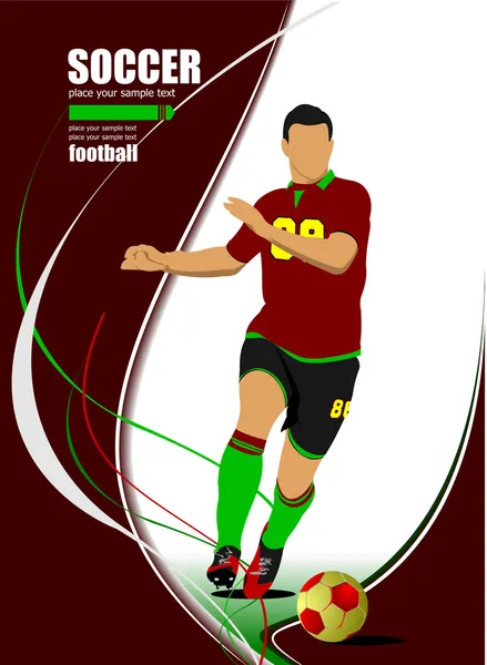 Cartel del jugador de fútbol. Jugador de fútbol. Ilustración vectorial — Vector de stock