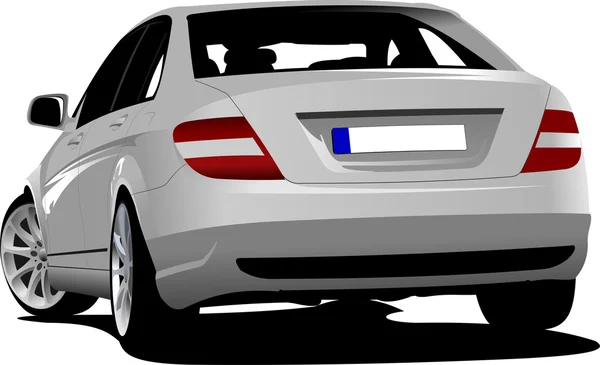 Gray car sedan on the road. Vector illustration — Stock Vector