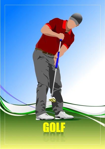 Cartaz de jogador de golfe. Ilustração vetorial —  Vetores de Stock