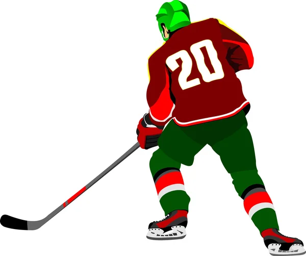 IJshockeyspeler. vectorillustratie — Stockvector