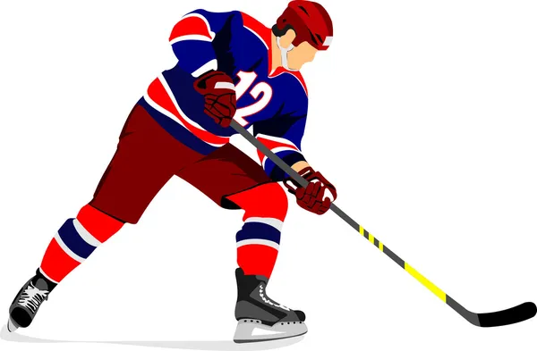 IJshockeyspeler. vectorillustratie — Stockvector