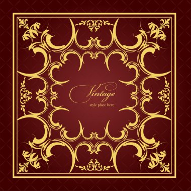 Kahverengi arka planda altın süs. Davetiye arabası olarak kullanılabilir