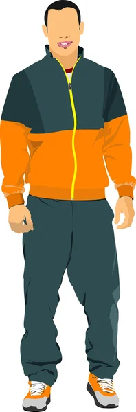 Junger Mann im Sportanzug. Duffle. Vektorillustration — Stockvektor