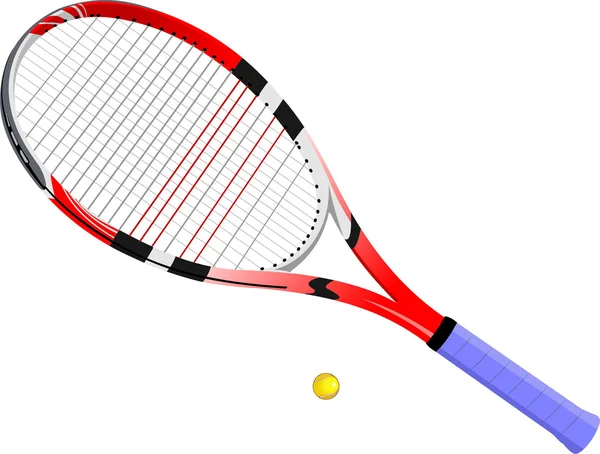 Imagen aislada de una raqueta de tenis y pelota. Ilustración vectorial . — Vector de stock