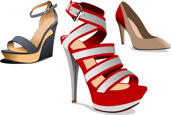 Zapatos de mujer de moda. Ilustración vectorial — Archivo Imágenes Vectoriales