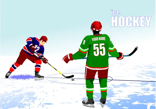 Ice hockey spelers poster. gekleurde vectorillustratie voor desig — Stockvector