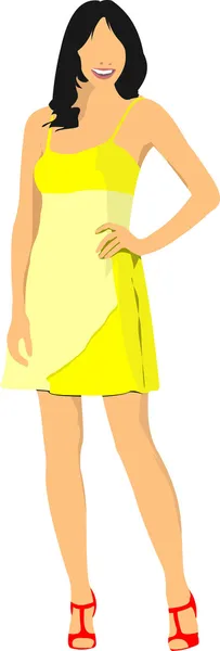 Une jeune fille moderne. Illustration vectorielle colorée — Image vectorielle