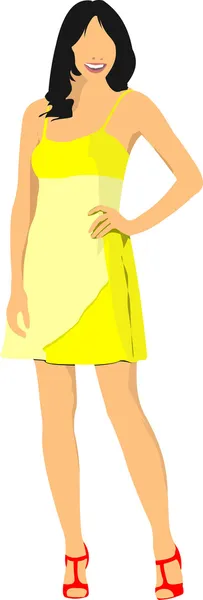 Jovencita moderna. Ilustración vectorial coloreada — Vector de stock