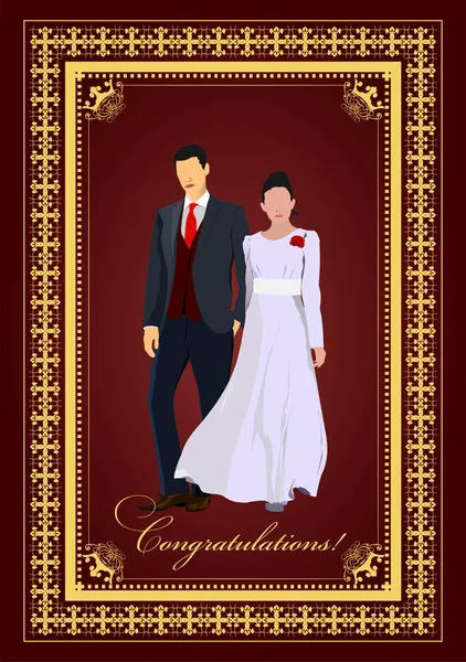 Винтажный стиль обложки для свадебного альбома с изображением пары. Свадьба — стоковый вектор