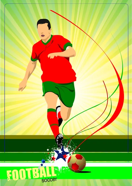 Affiche de footballeur. Joueur de football . — Image vectorielle