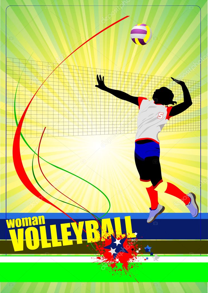 Women volleyball poster. Volleyball player. Stock Vector Image by ...