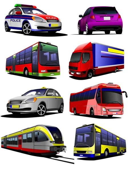 Conjunto de imágenes del transporte municipal . — Vector de stock