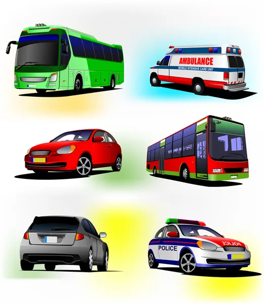 Set de imagini de transport municipal — Vector de stoc