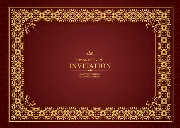 Oro ornamento invito card — Vettoriale Stock