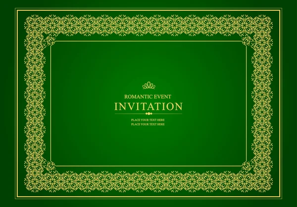 金の装飾招待状カード — ストックベクタ