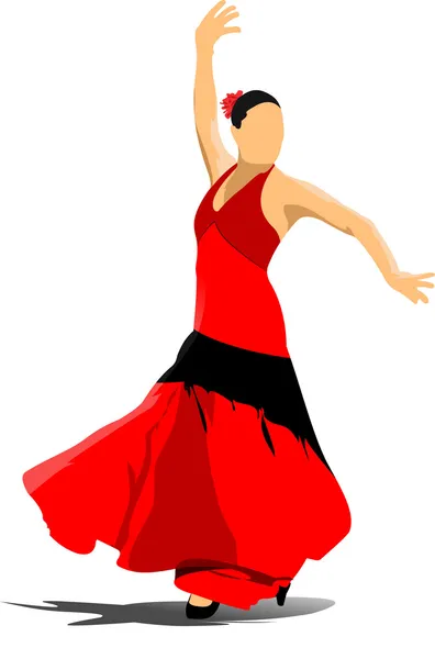 Mujer bailando flamenco — Vector de stock