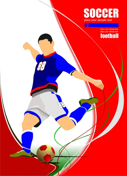 Affiche de footballeur. Joueur de football . — Image vectorielle