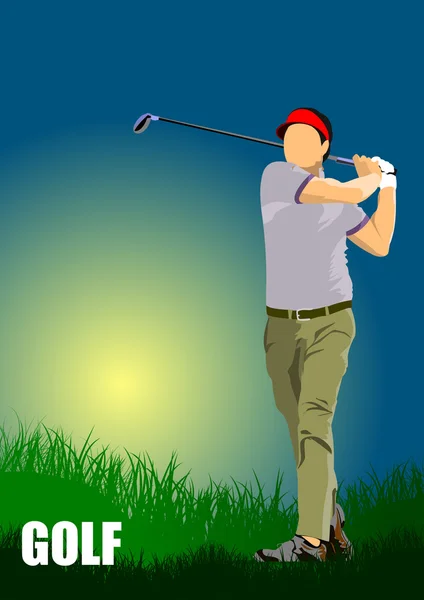 Plakát-, golf-lejátszó. — Stock Vector