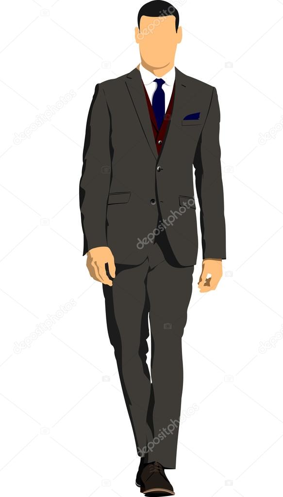 Young man walking. Vector illustration