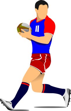 Rugby Player Silhouette. vector