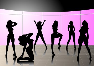 altı kız silhouettes