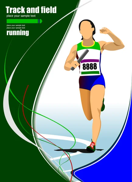 Pista y campo mujer atleta corriendo . — Vector de stock