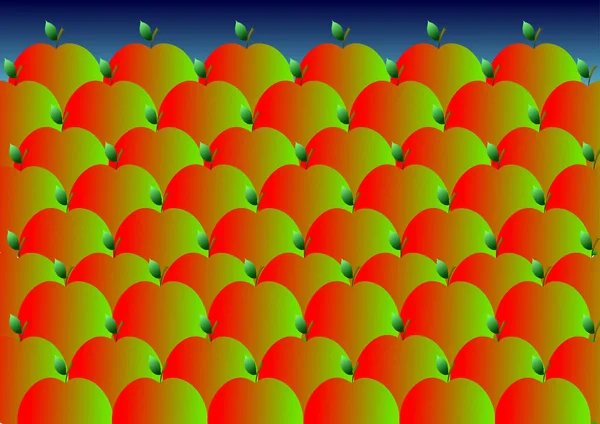 Fondo rojo y verde manzana — Vector de stock