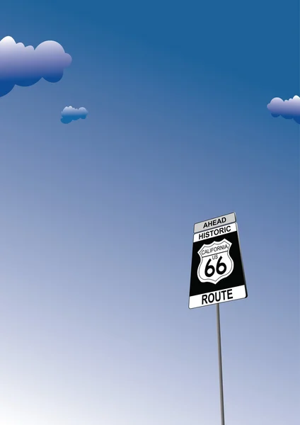 Route 66 jele. közúti forgalom előjel — Stock Vector