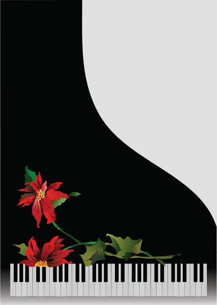 Piyano ve çiçek tebrik kartı — Stok Vektör