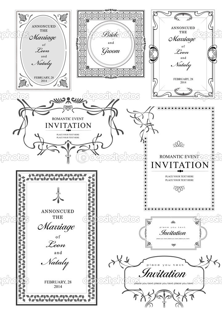 Frames and ornaments with sample text