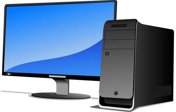 Monitor de ordenador plano. Computadora. Ilustración vectorial — Vector de stock
