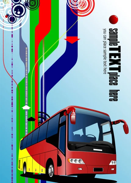Czerwono Żółty Autobus Miejski Drodze Trenerze Ilustracja Wektora — Wektor stockowy
