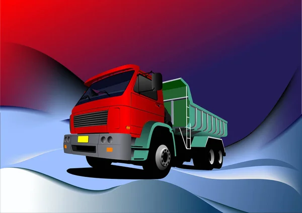 Red Green Truck Abstract Background Lorry Vector Illustration — Stock Vector