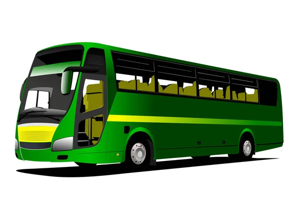 Groene Toerist Stadsbus Weg Een Coach Vector Illustratie — Stockvector