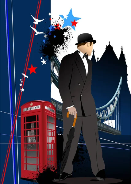 Portada Para Folleto Con Imágenes Londres Ilustración Vectorial — Archivo Imágenes Vectoriales