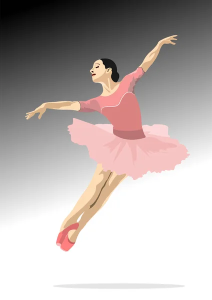 Classical Ballet Dancer Color Vector Illustration — Stock Vector