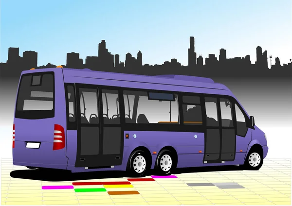 Stadsbus Weg Vector Illustratie — Stockvector