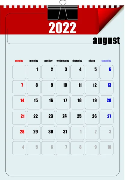 Calendario 2022 Año Del Tigre Ilustración Color Vectorial — Vector de stock
