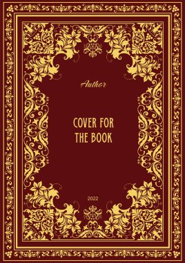 Eski kitap kapağı tasarım elementleri. Vektör renk çizimi