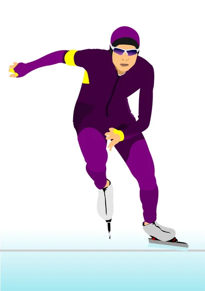 Speed Skating Runner Vector Illustration — Stock Vector