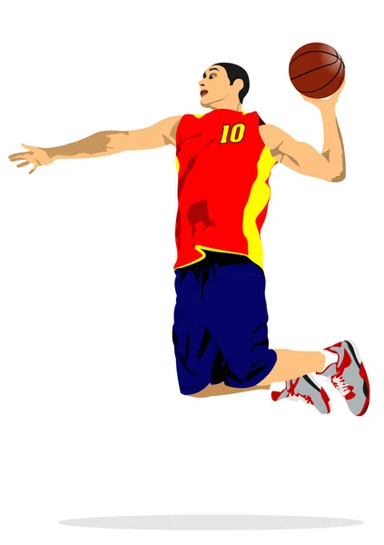 Basquetebol Silhuetas Jogador Colorido Vector Ilustração Para Designers — Vetor de Stock