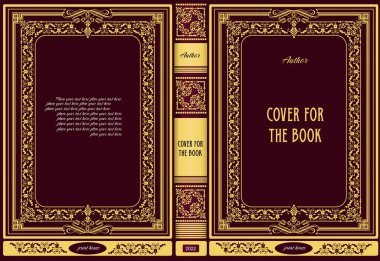 Eski kitap kapağı tasarım elementleri. 3d vektör kapağı illüstrasyonu