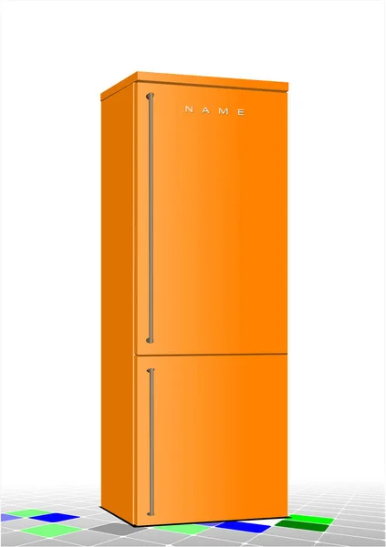 Orange Domestic Refrigerator Color Vector Illustration — Stock Vector